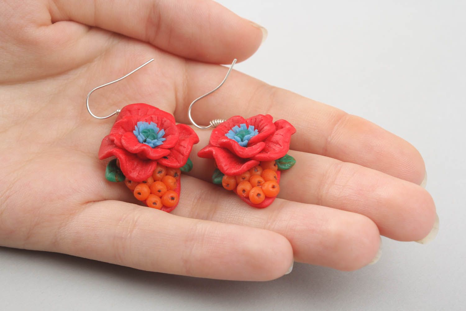 Beautiful earrings Poppies photo 1