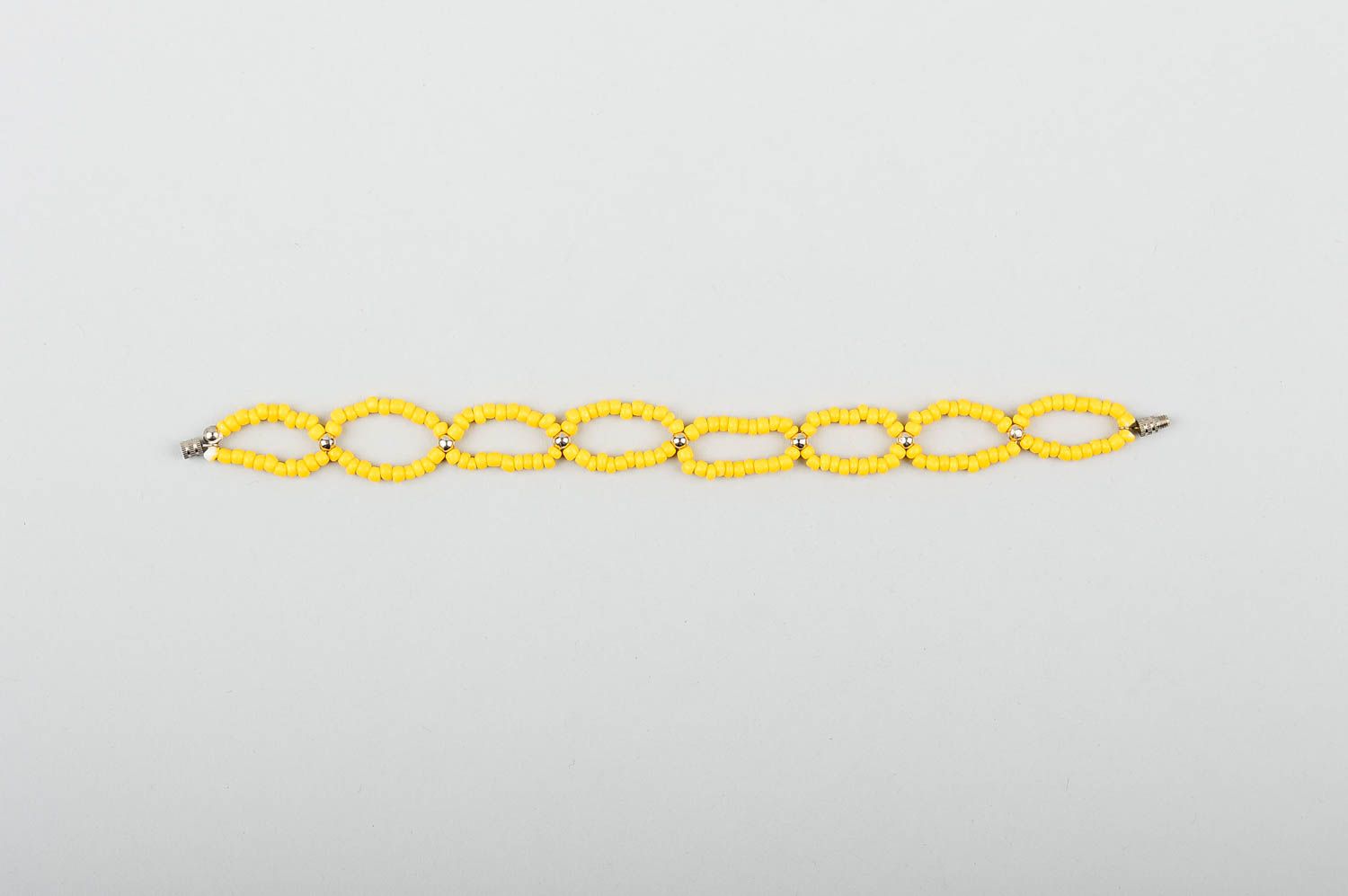 Yellow small beads bracelet in two-row lines for young girls photo 1