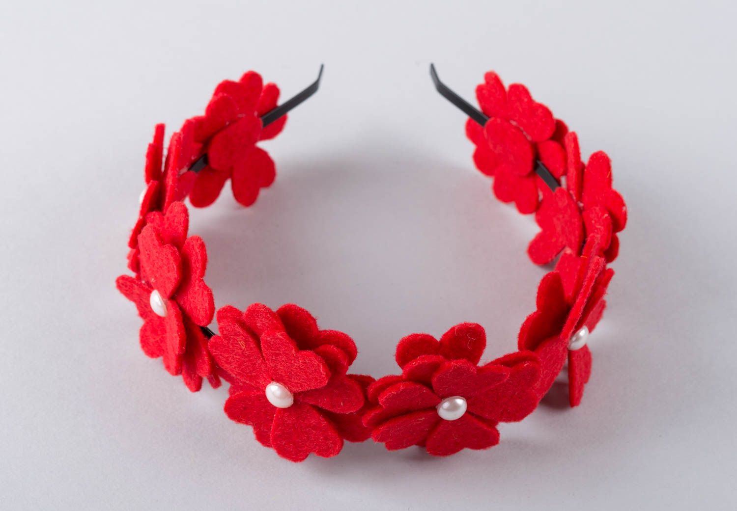 Designer handmade hairband woolen flowers hair accessory adornment for present photo 2
