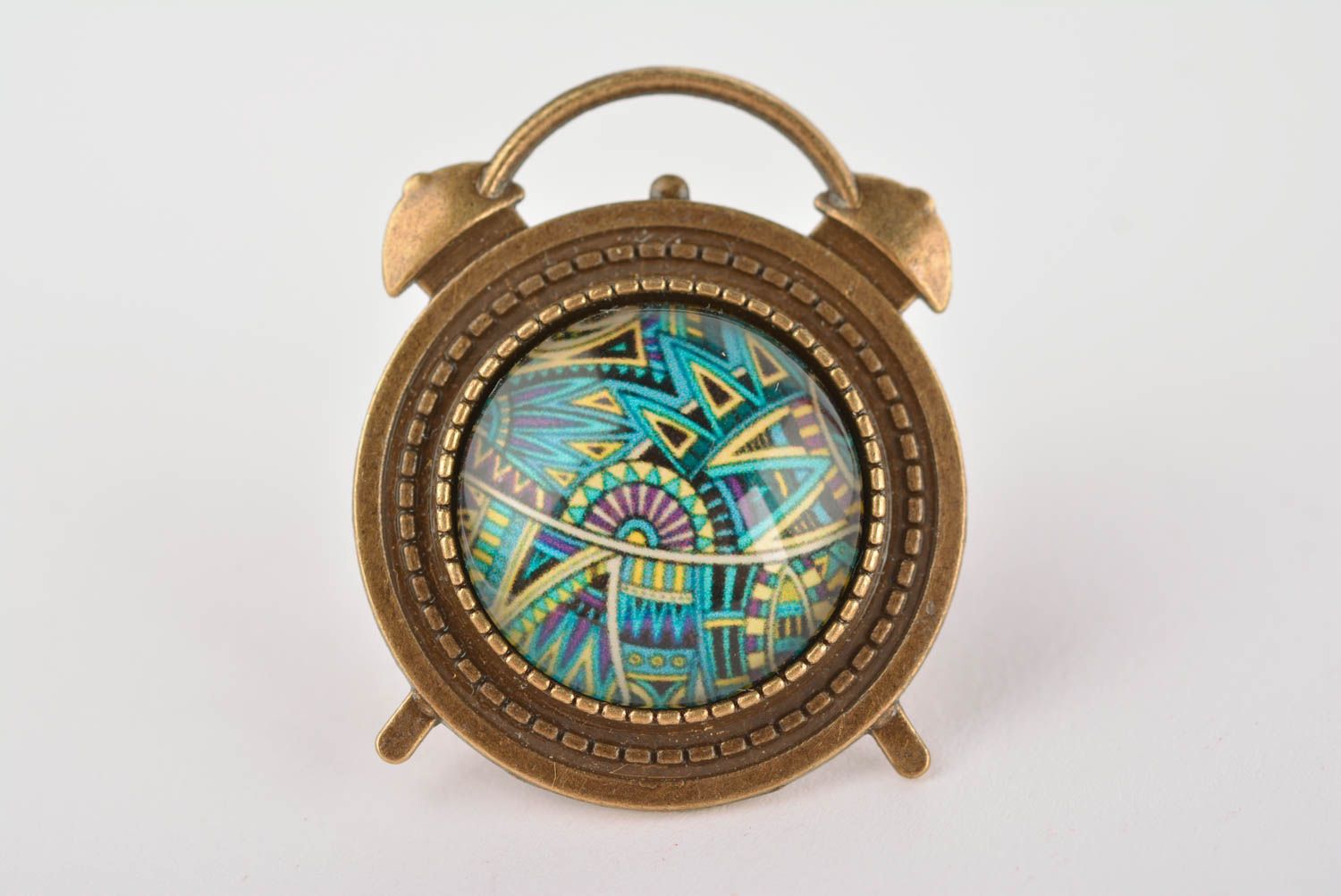 Unusual handmade metal brooch pin glass brooch jewelry fashion accessories photo 5