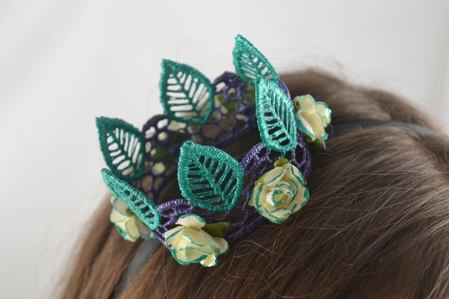 Unusual handmade crown headband hair band elegant hair fashion baby photo 1
