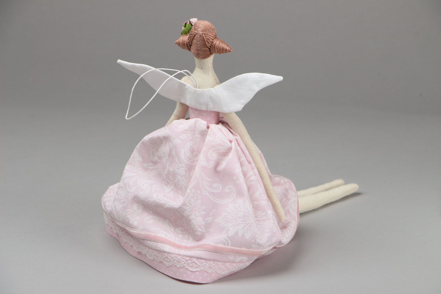 Kuschelige Puppe Engel im rosa Kleid foto 3