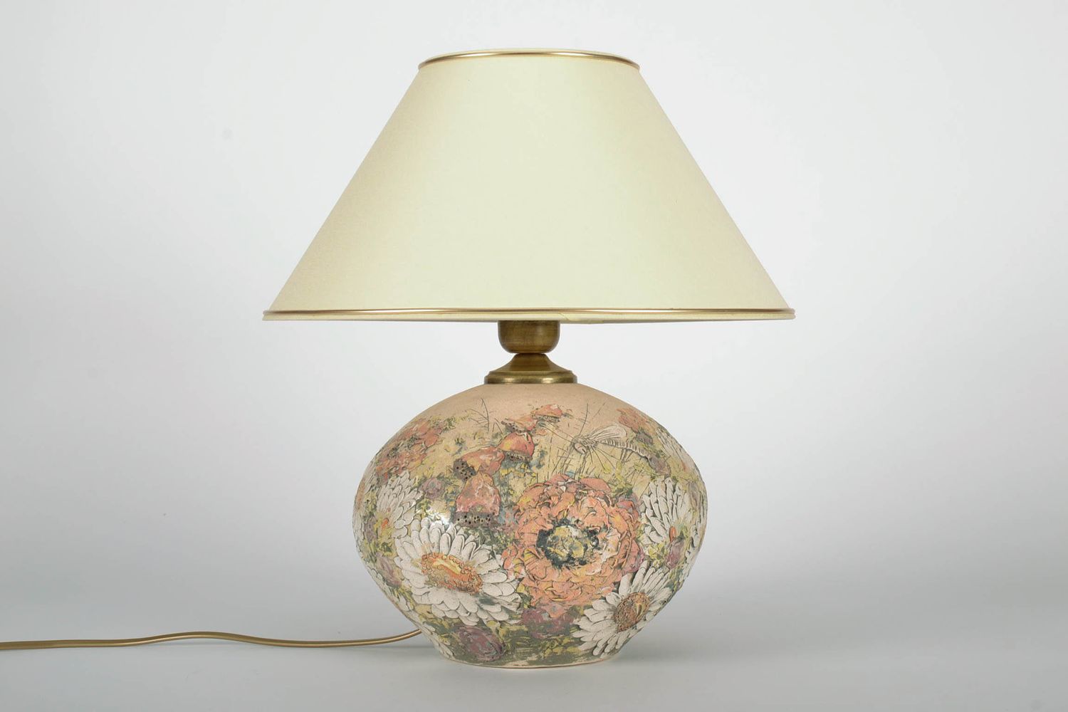 Lampe de chevet céramique en fonte 'Pavots' photo 1