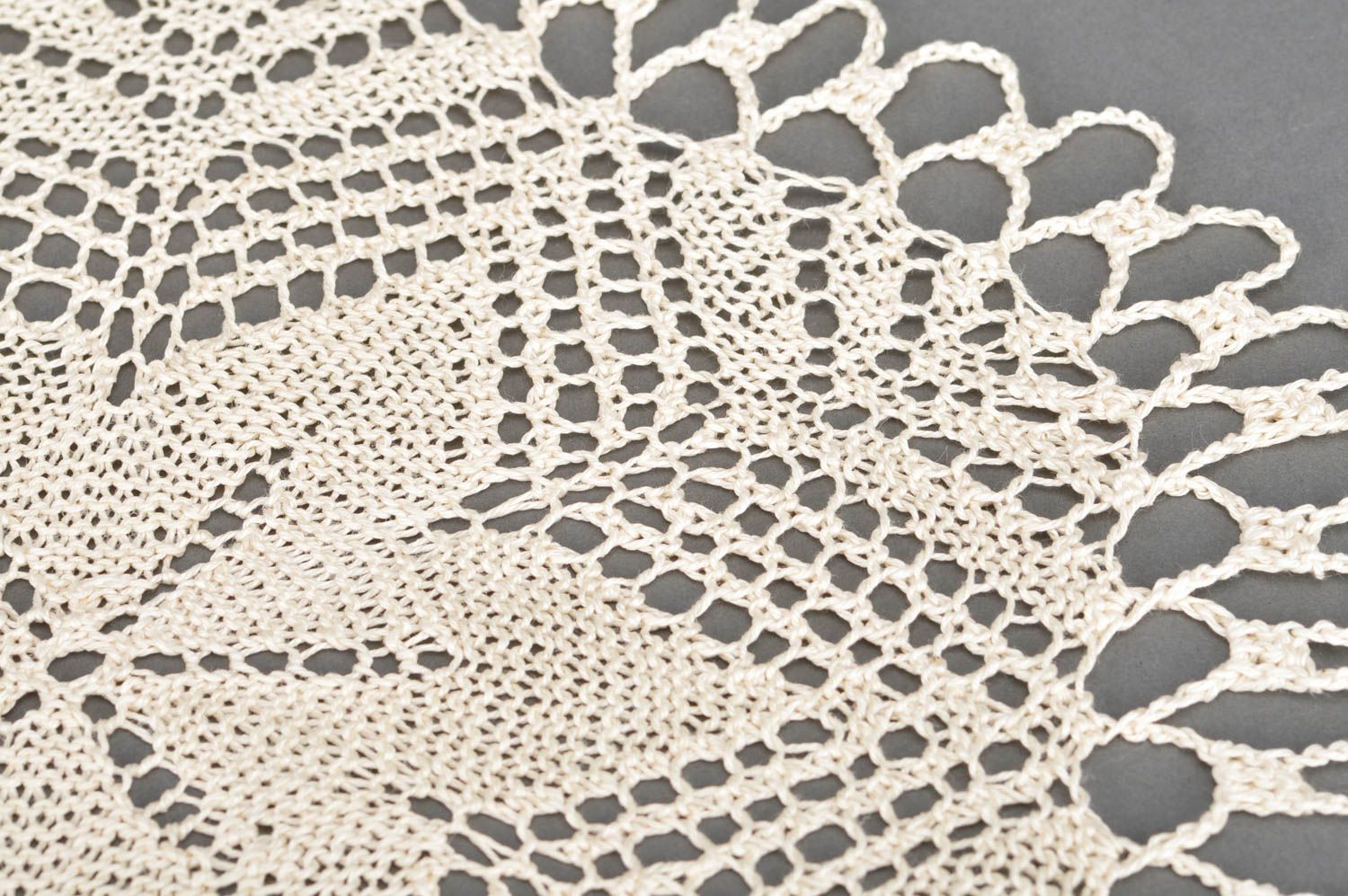 Beautiful cream colored handmade decorative crochet lace napkin for decor photo 5
