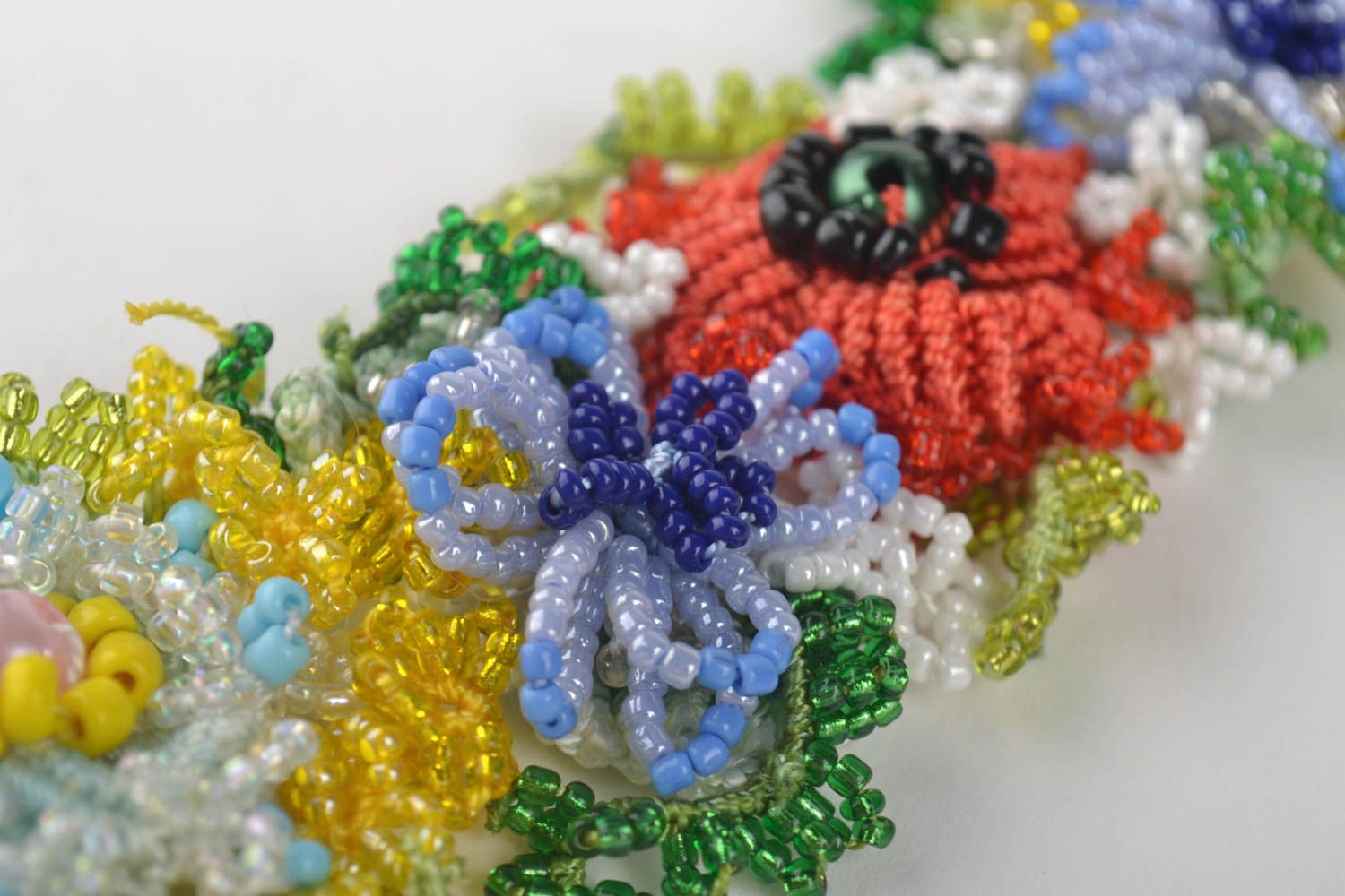 Bracelet fleurs Bijou fait main tissé perles de rocaille design Accessoire femme photo 4