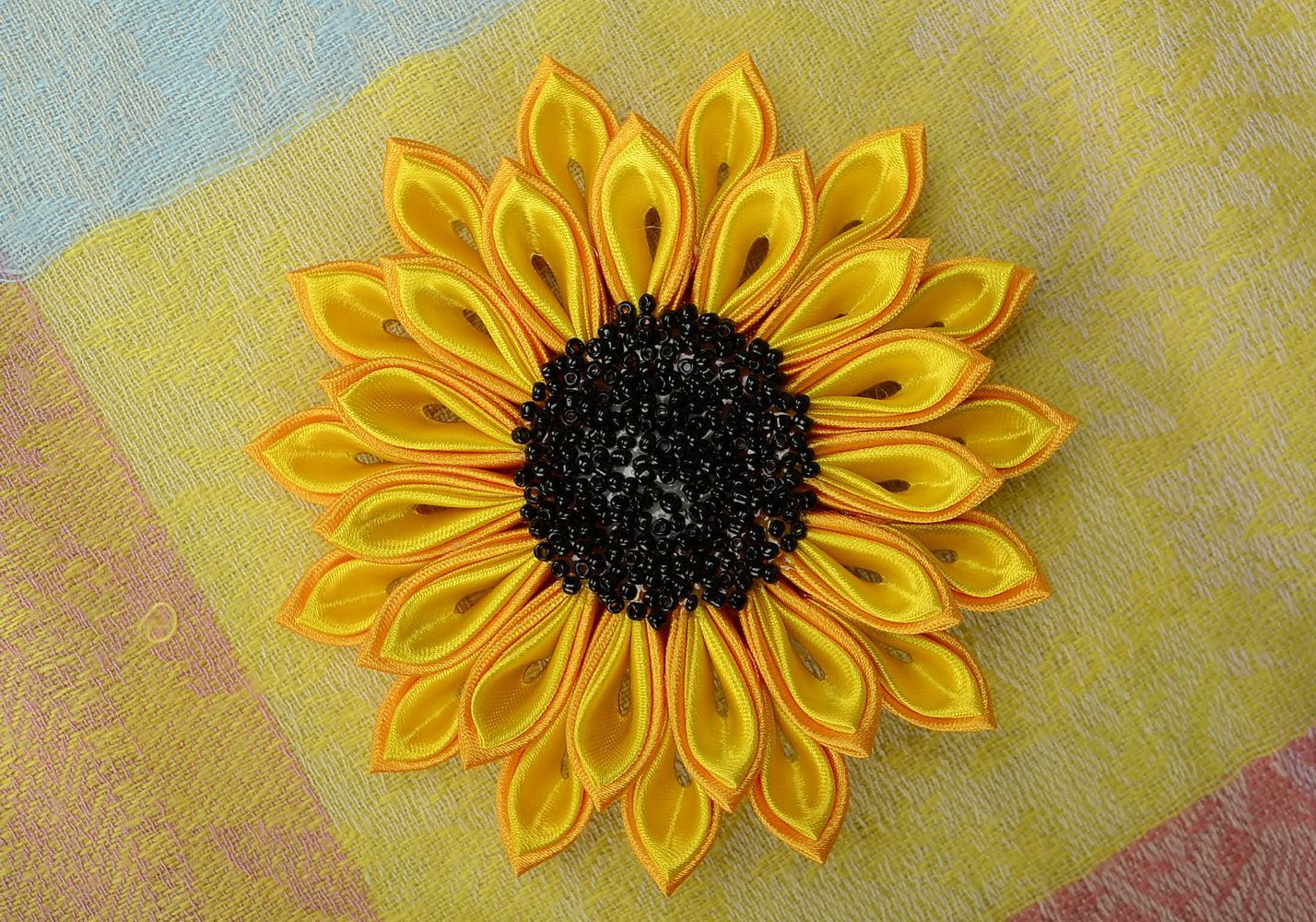 Scrunchy with satin flower Sunflower photo 5