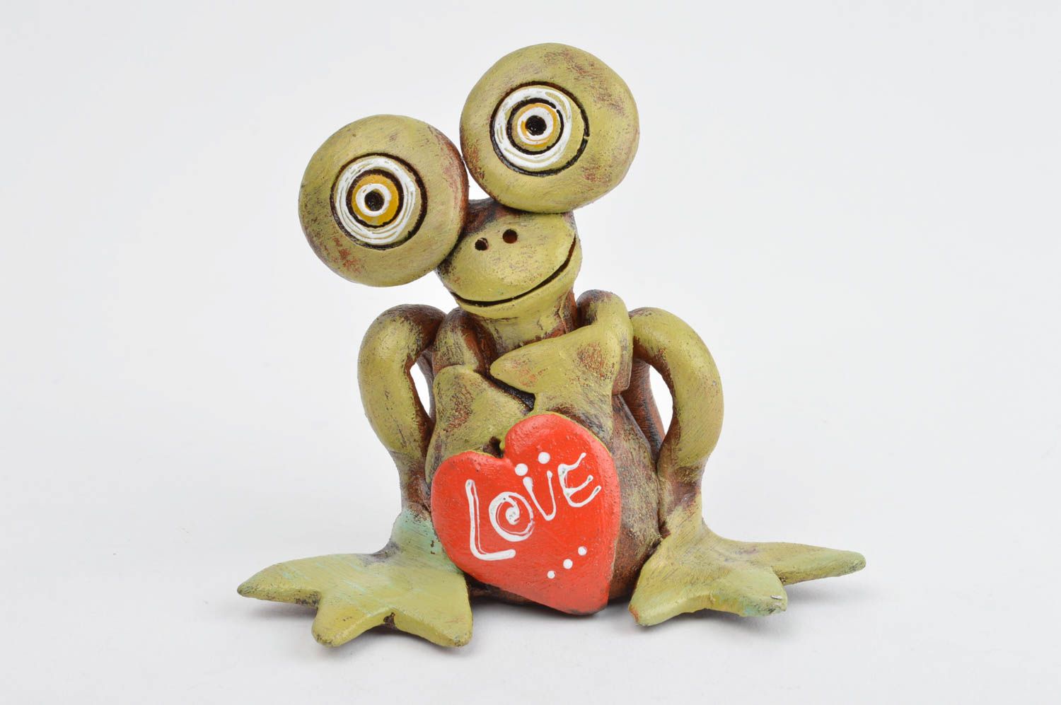 Handmade Wohnzimmer Deko Kinder Geschenk Keramik Figur ungewöhnlicher Frosch foto 5