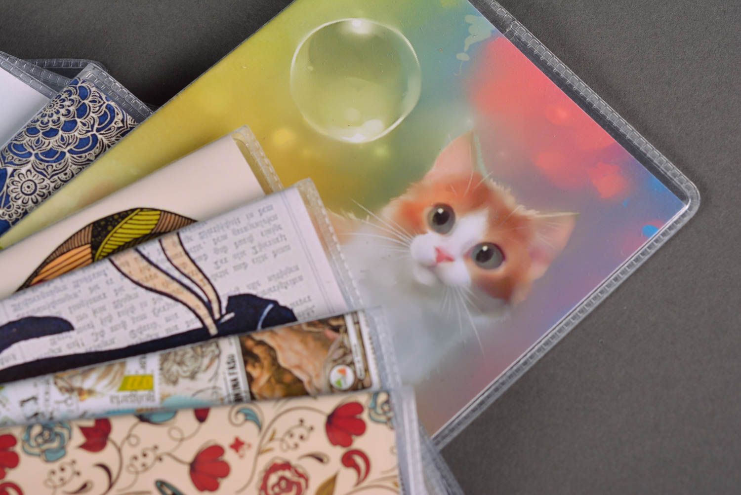 Handmade Pass Schutzhülle Umschläge quadratisch Ausweis Schutzhülle Katze foto 2