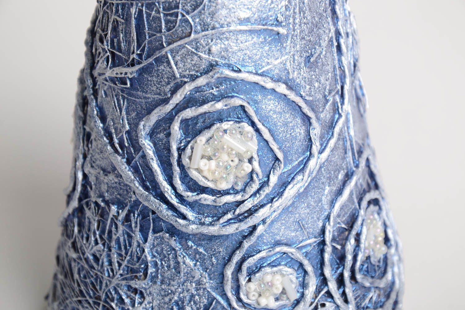 Sapin artificiel fait main Arbre décoratif bleu papier mâché Déco maison Noël photo 3