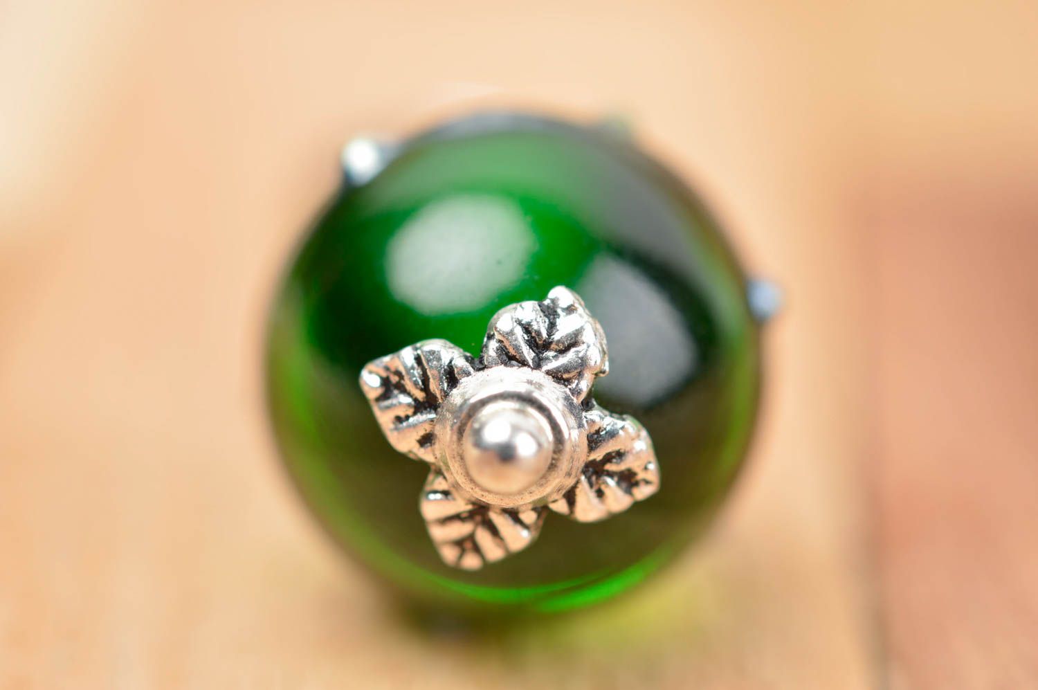 Handmade pendant women necklace glass pendant lampwork pendant green bead  photo 4