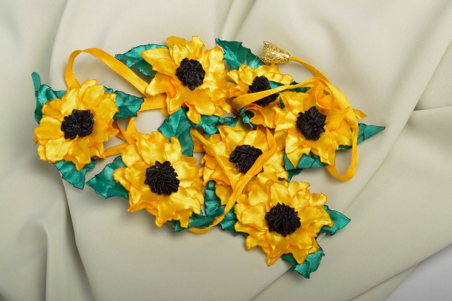 Handmade Haarschmuck Blüte Damen Modeschmuck Accessoire für Haare gelbe Blumen foto 1