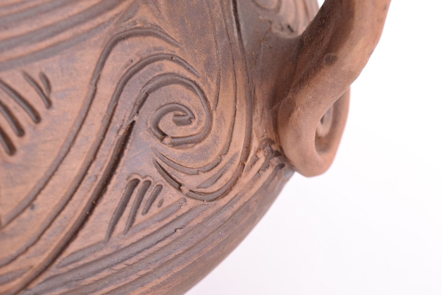 Jarra de cerámica de arcilla con tapa y dos asas original vasija artesanal foto 2