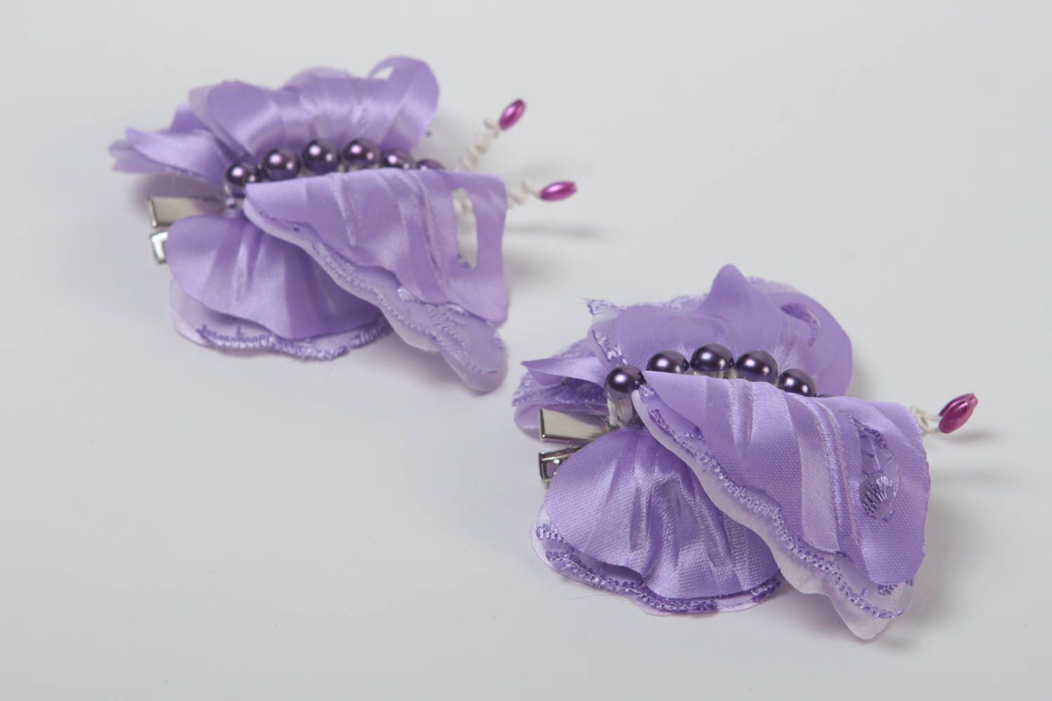 Set of 2 hair clips handmade hair accessories butterfly jewelry gifts for kids photo 3