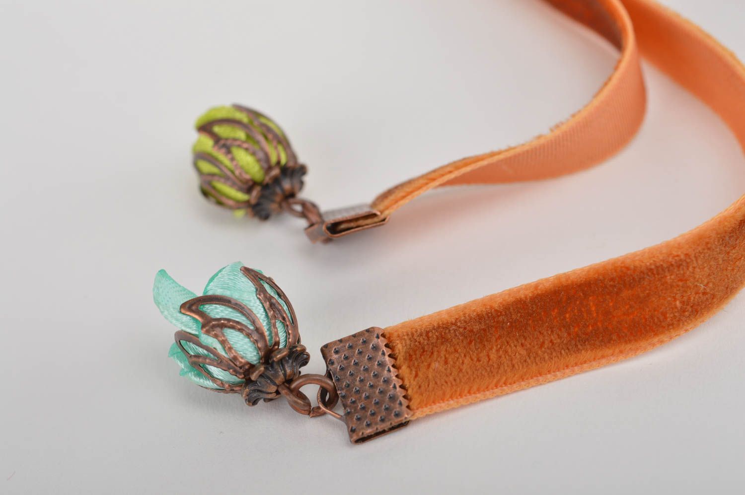Stylish textile necklace interesting handmade jewelry designer cute accessory photo 5