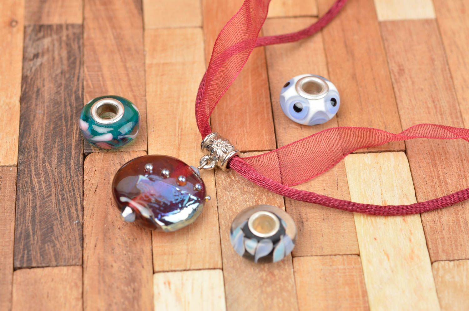 Handmade glass jewelry lampwork accessories glass necklace glass pendant photo 1