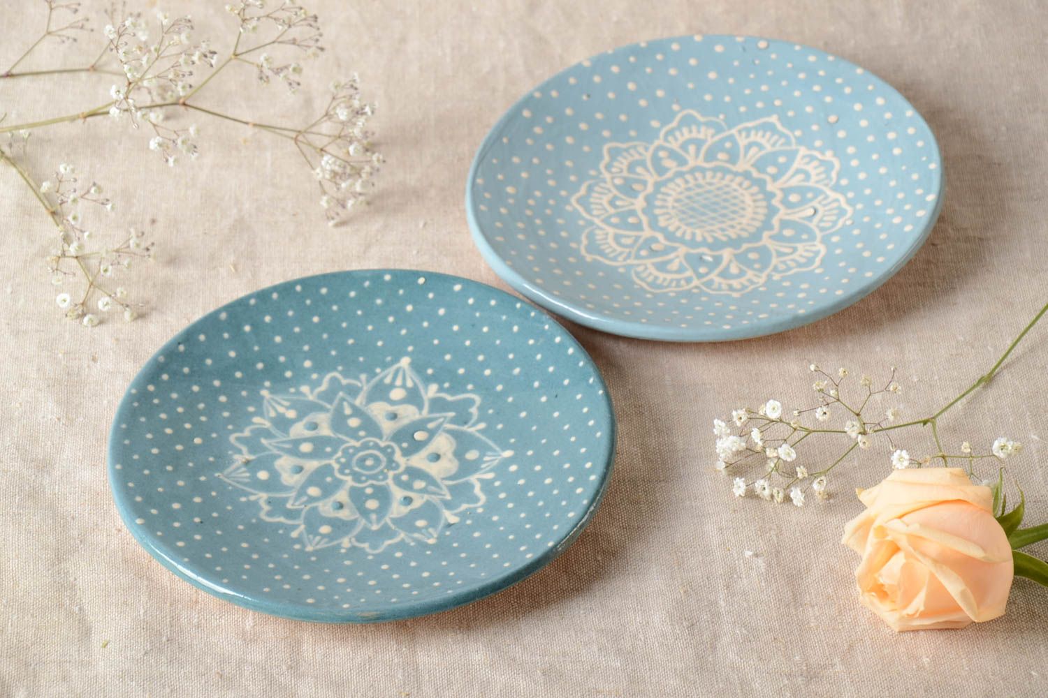 Handmade dinner plates set 2 serving dishes stoneware dinnerware ceramic plates photo 1