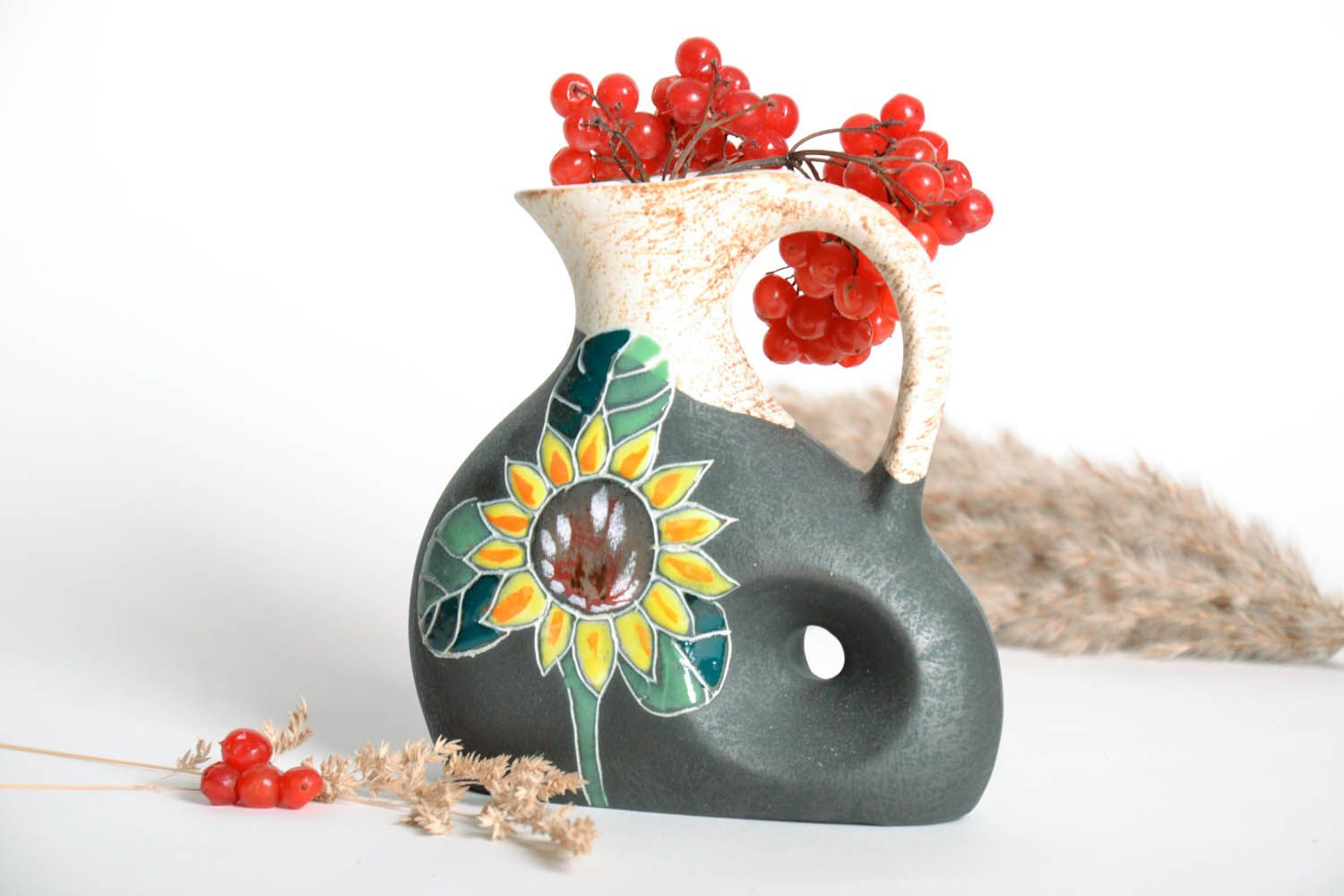 Kleine keramische Vase Sonnenblume foto 1