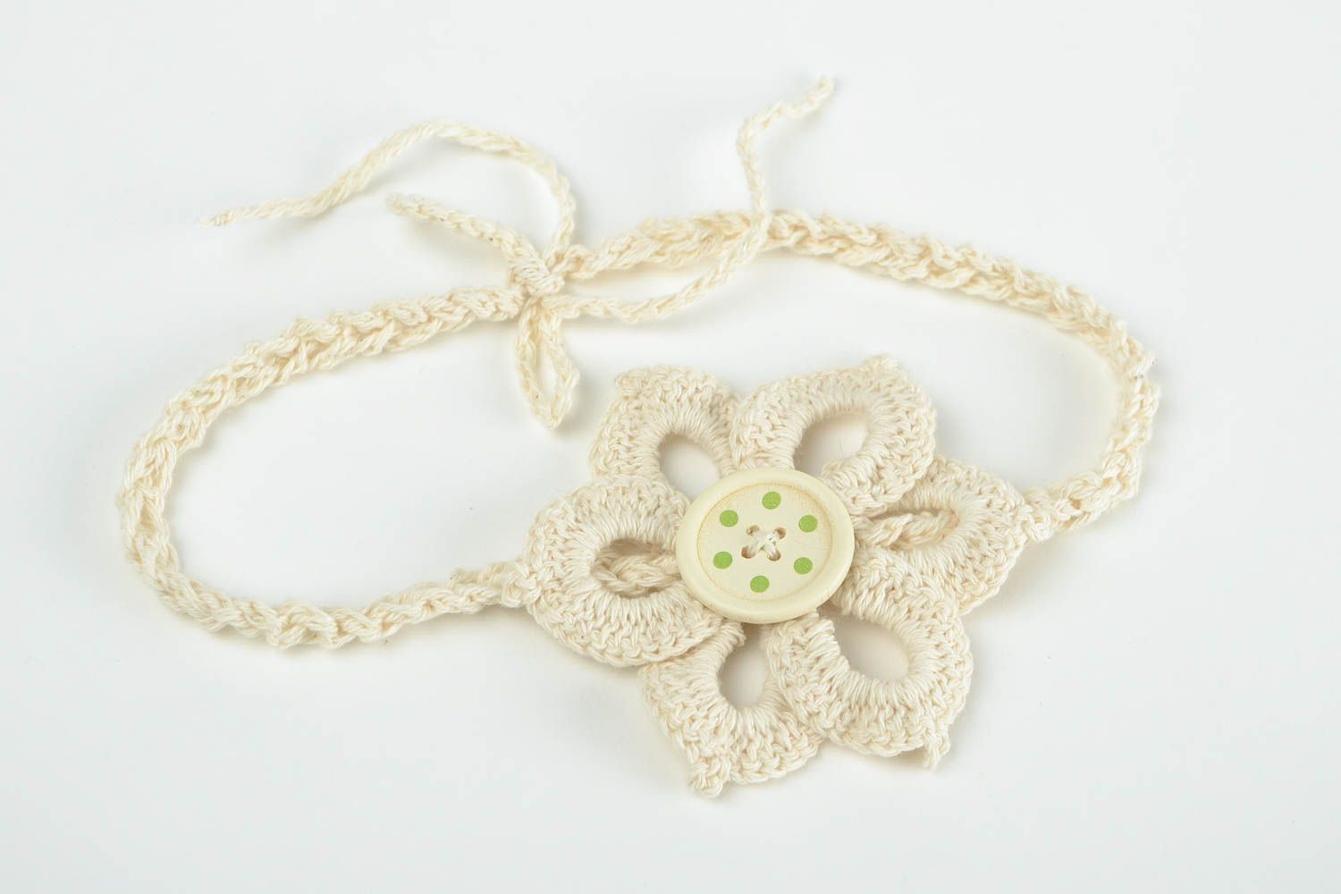 Handmade Haarband mit Blume Mädchen Haarschmuck Mode Accessoire aus Baumwolle foto 2