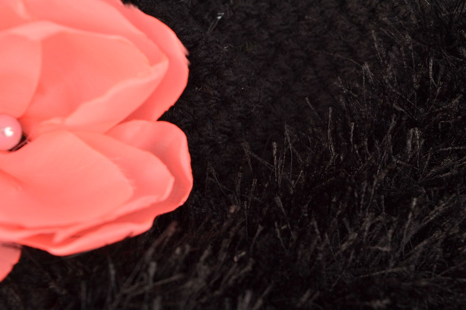 Handmade black dress crocheted of acrylic threads with silk flower for baby girl photo 5