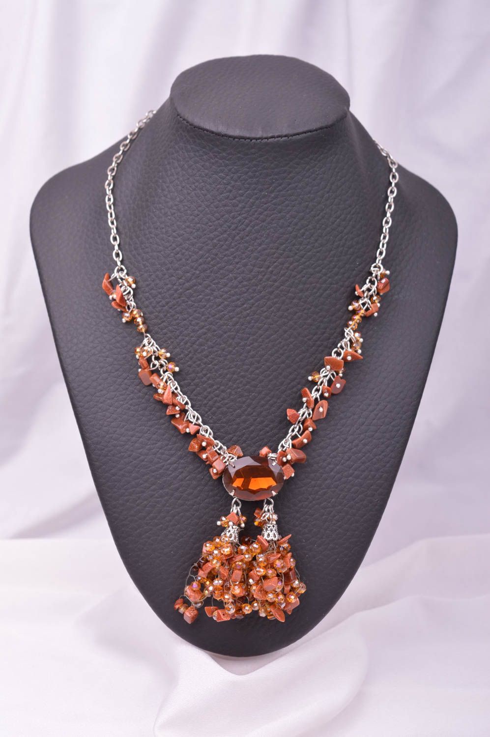 Handmade designer necklace unusual stylish necklace natural stone jewelry photo 1