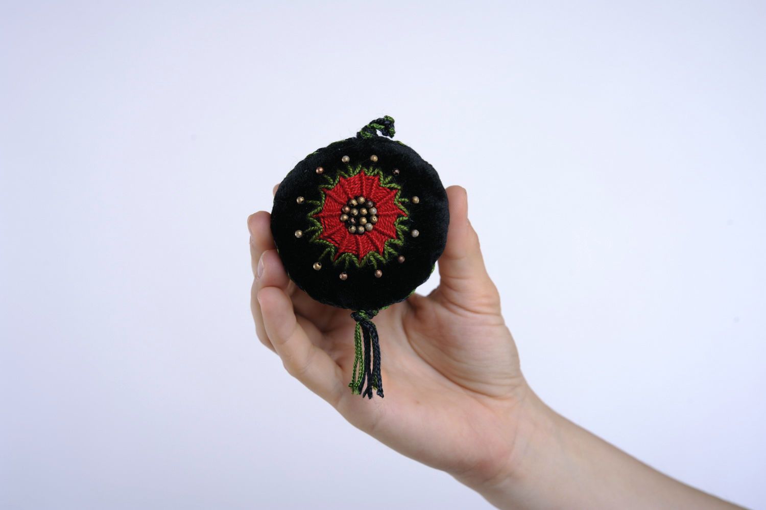 Velvet pin cushion with embroidery photo 2