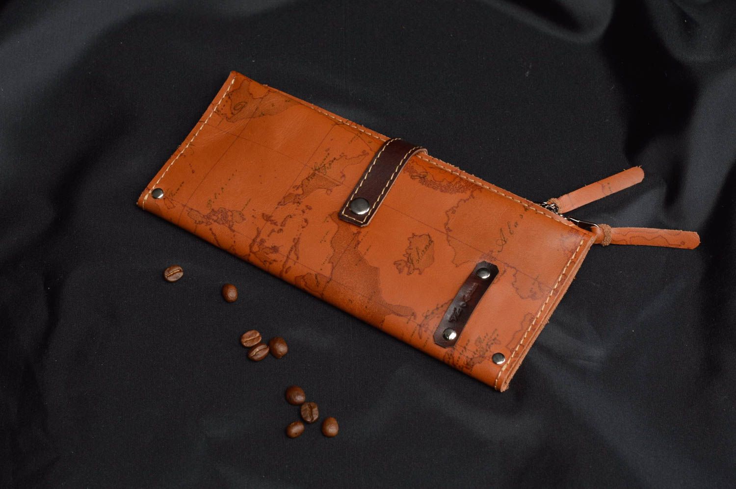 Schönes modisches stilvolles strenges braunes Portemonnaie aus Leder Handarbeit foto 1