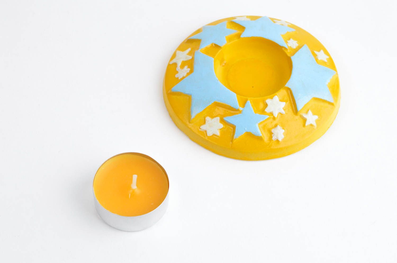 Handmade Kerzenständer aus Gips Kerzenhalter für Teelicht Tischdekoration Ideen foto 3