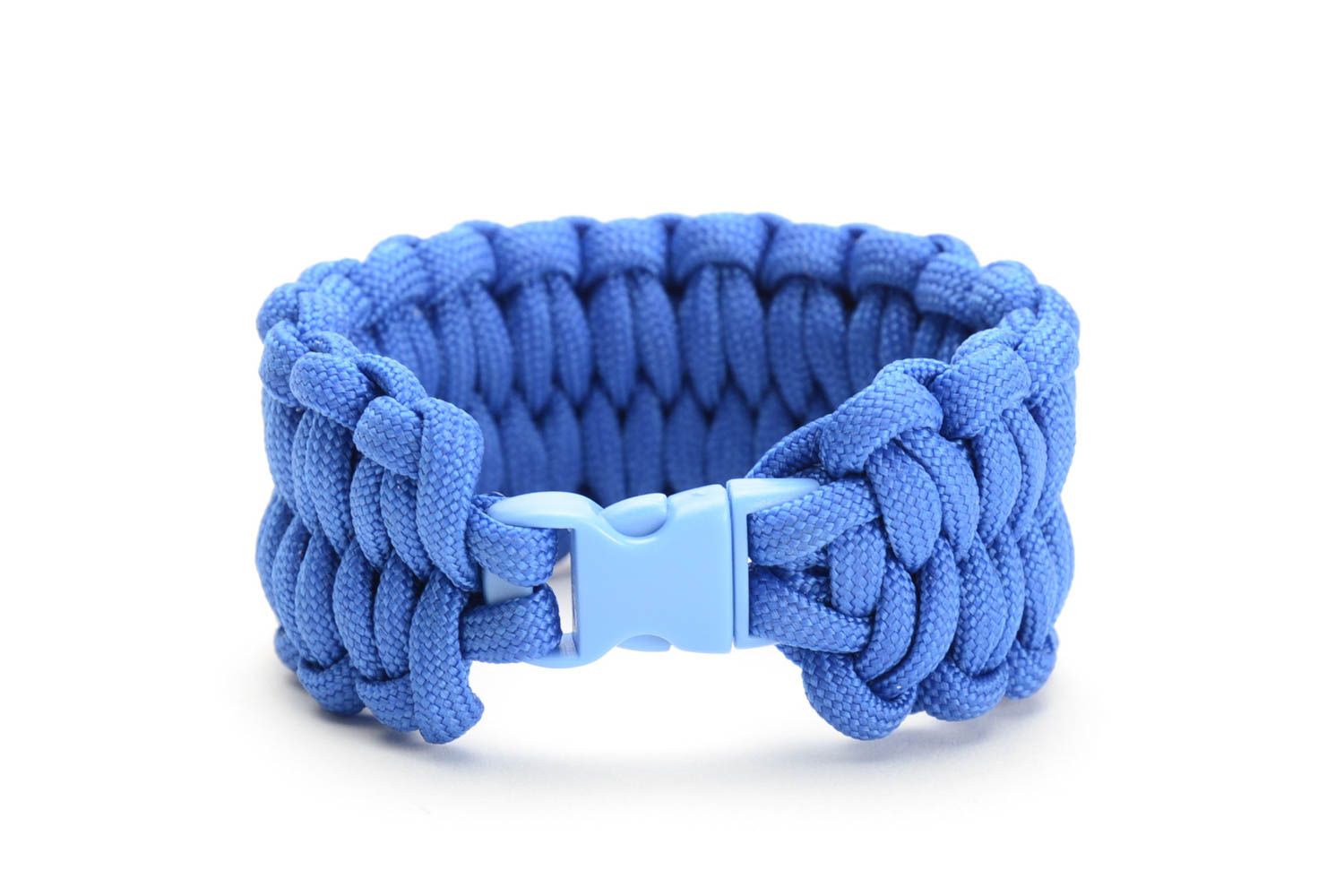 Bracelet en paracord bleu large tressé unisexe fait main original insolite photo 3