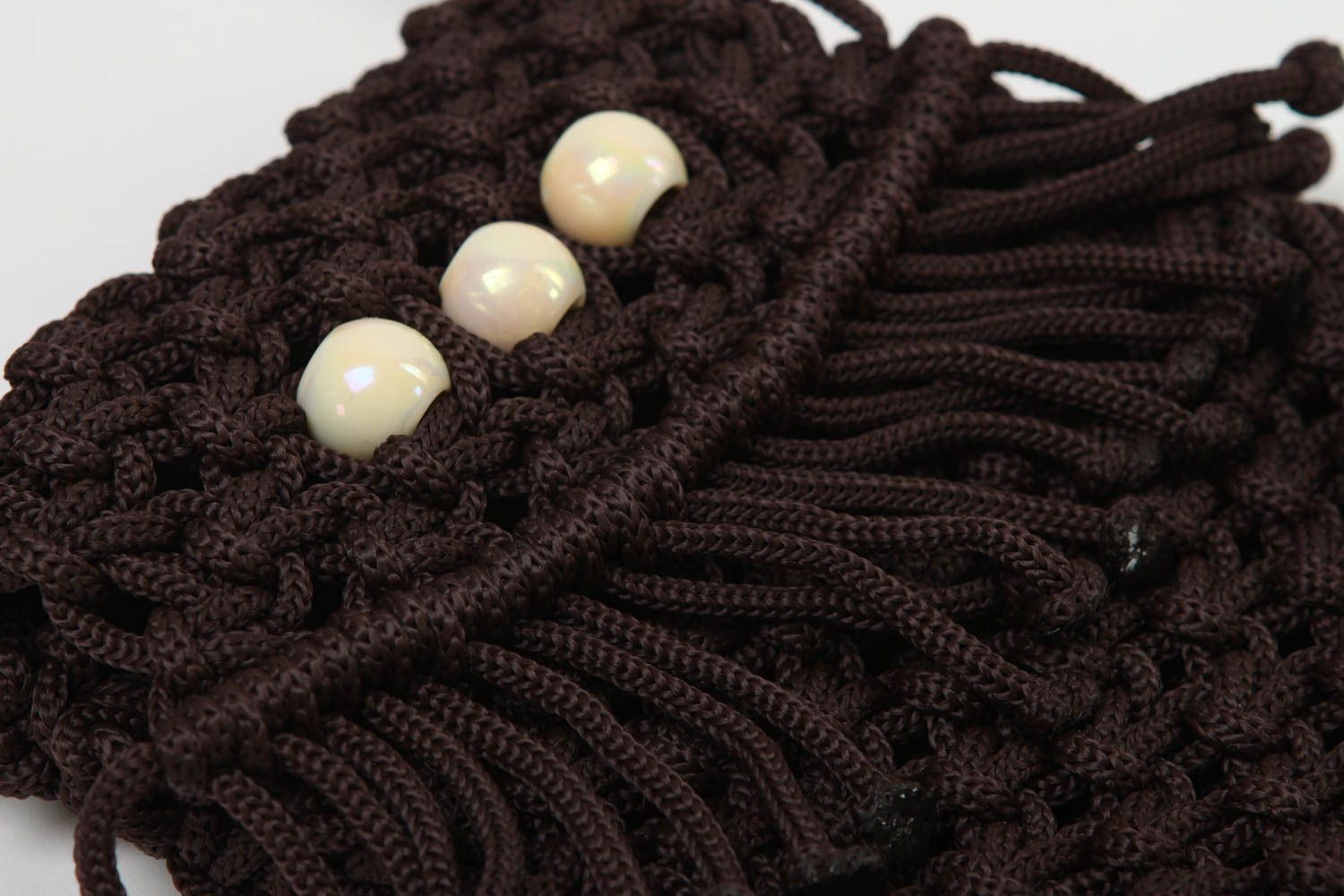Bolso artesanal tejido de cordón negro accesorio femenino regalo para amigas foto 3