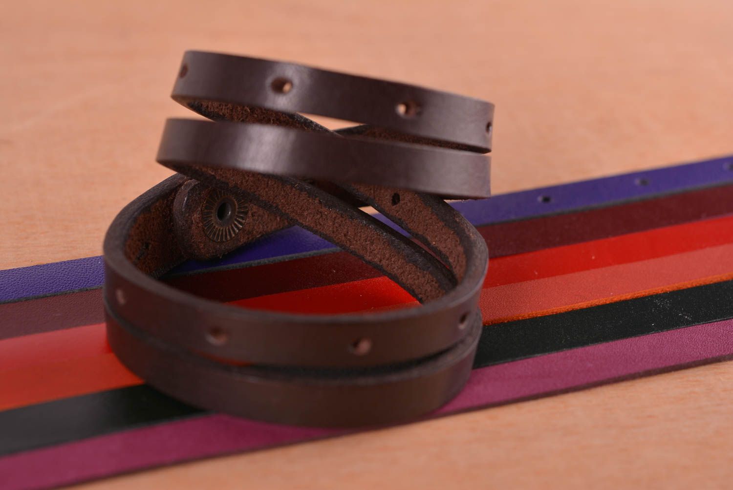 Beautiful handmade leather bracelet cool jewelry designs leather goods photo 1