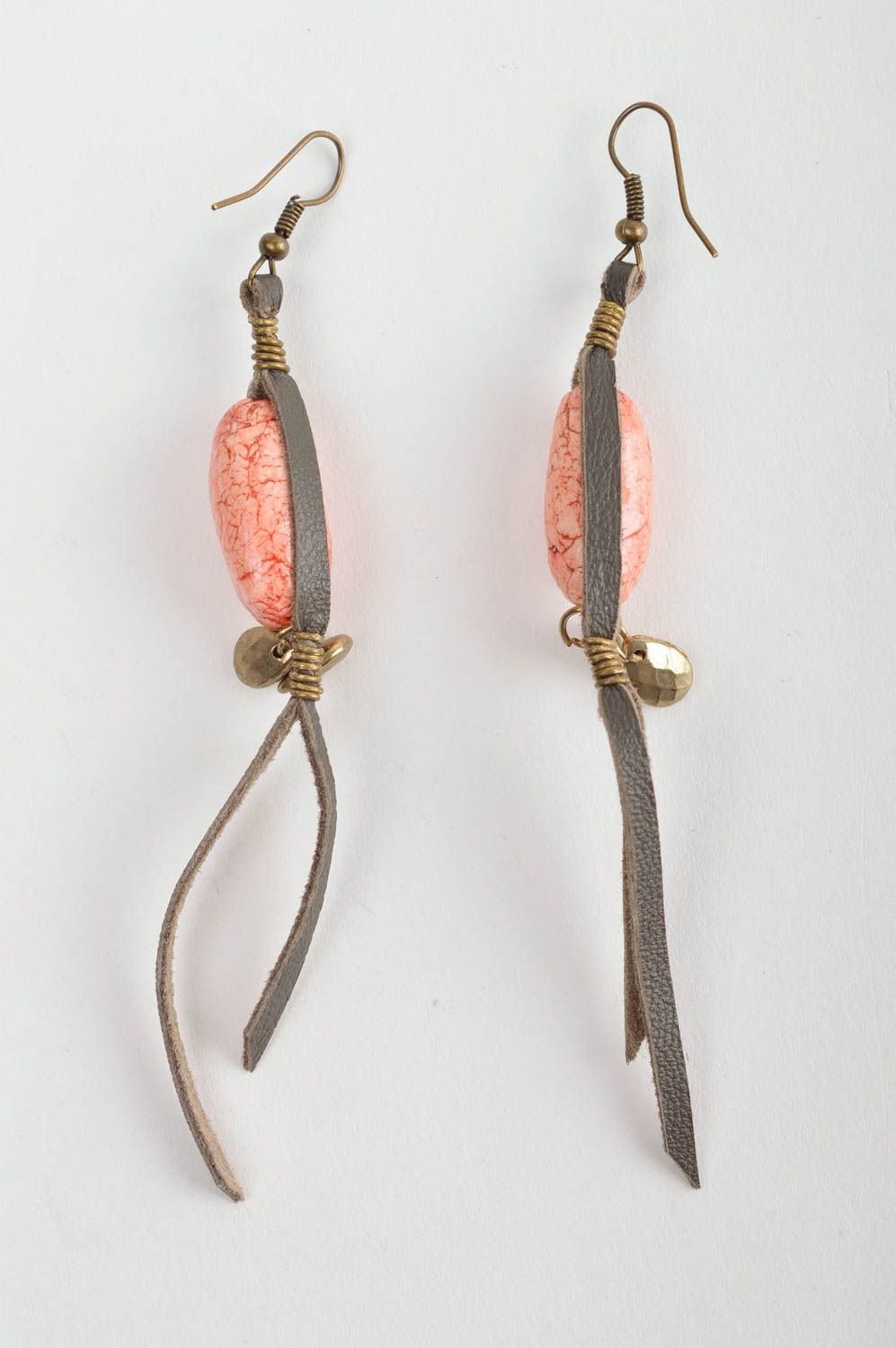 Ohrringe für Damen handgemachter Schmuck Ohrschmuck Damen lange Ohrringe rosa foto 4