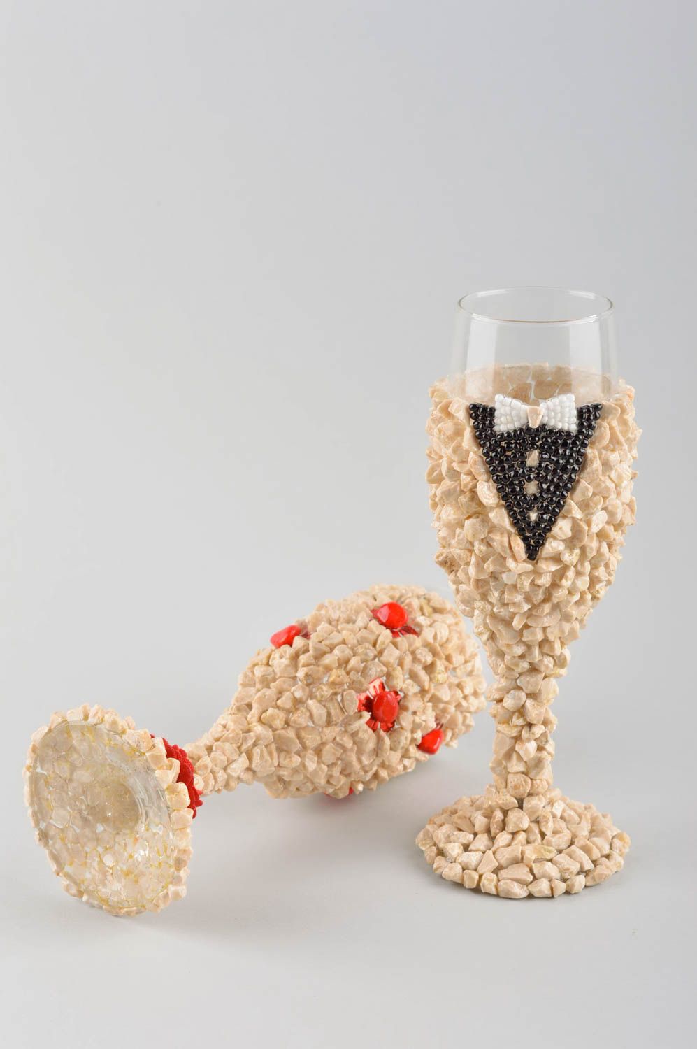 Stylish handmade champagne glasses 2 wedding glasses stemware ideas wedding gift photo 5