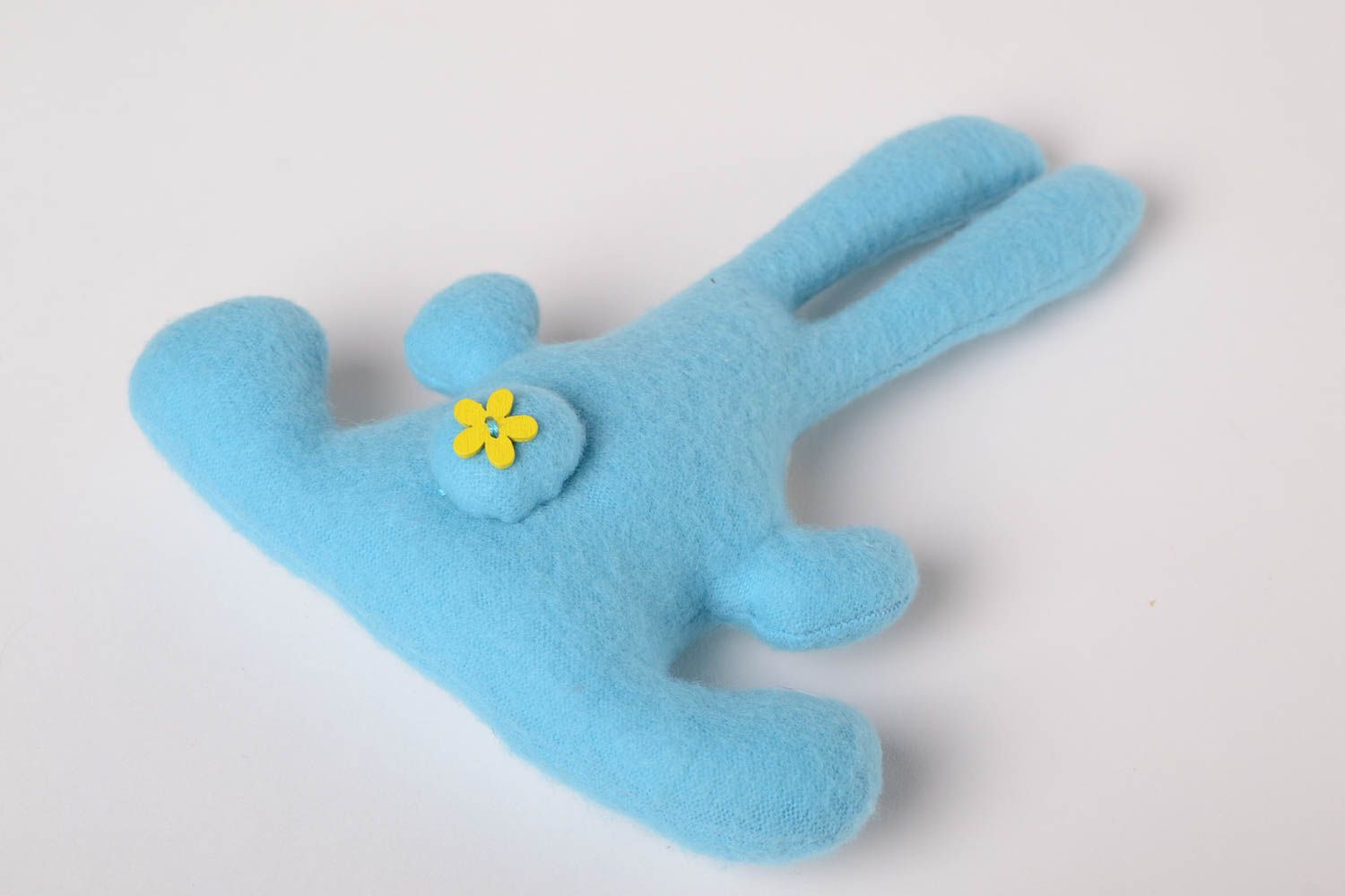 Handmade baby toy fleece handmade toy soft toy bright blue bunny toy toy for kid photo 4