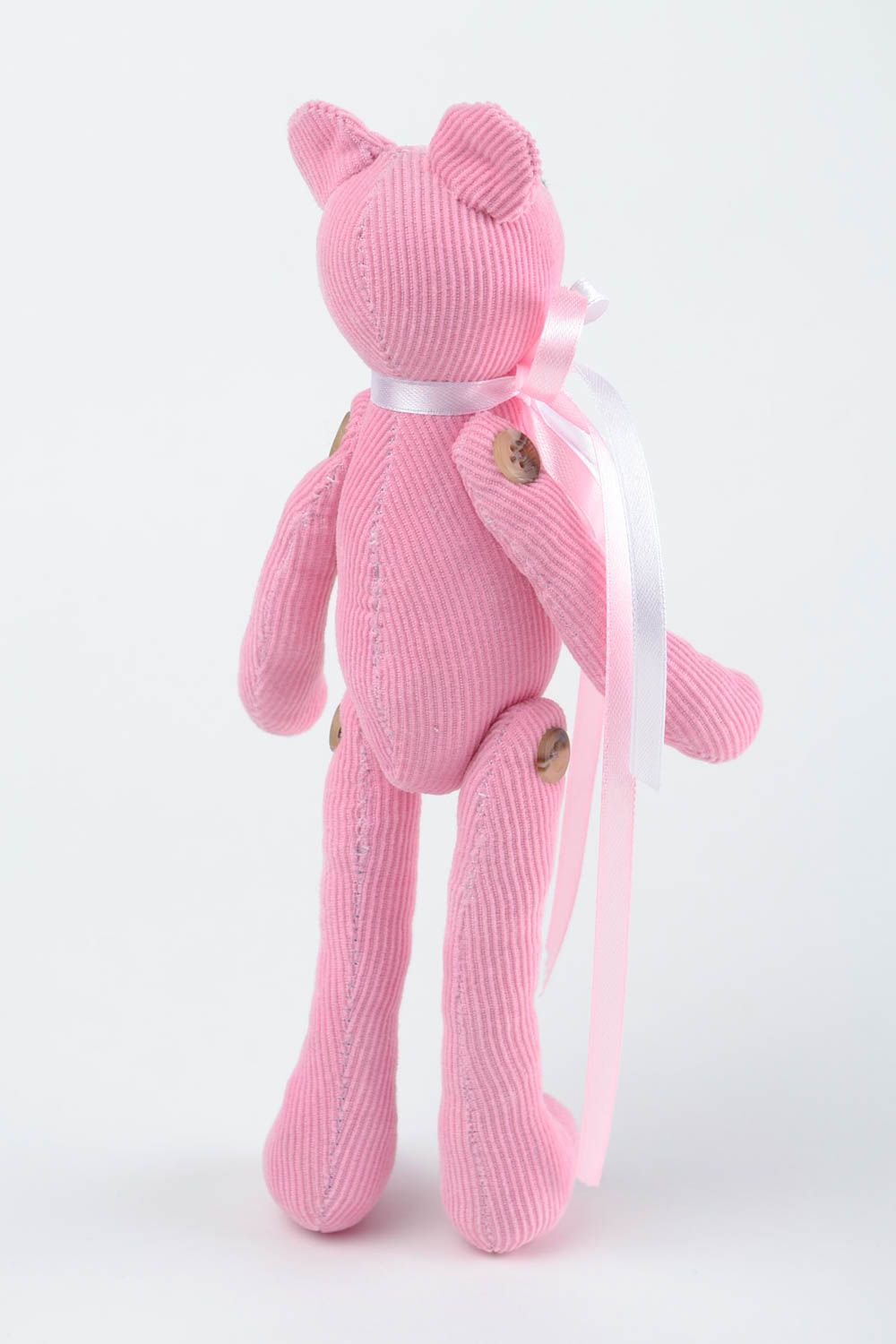 Игрушка мишка из вельвета игрушка ручной работы розовая интересный подарок фото 5