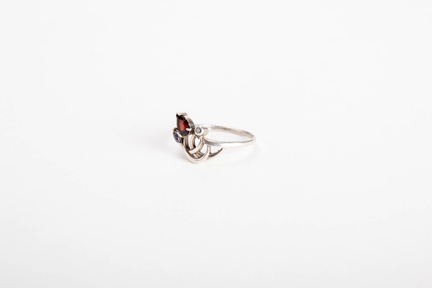 Серебряное кольцо ручной работы женское кольцо с камнями серебряное украшение фото 3