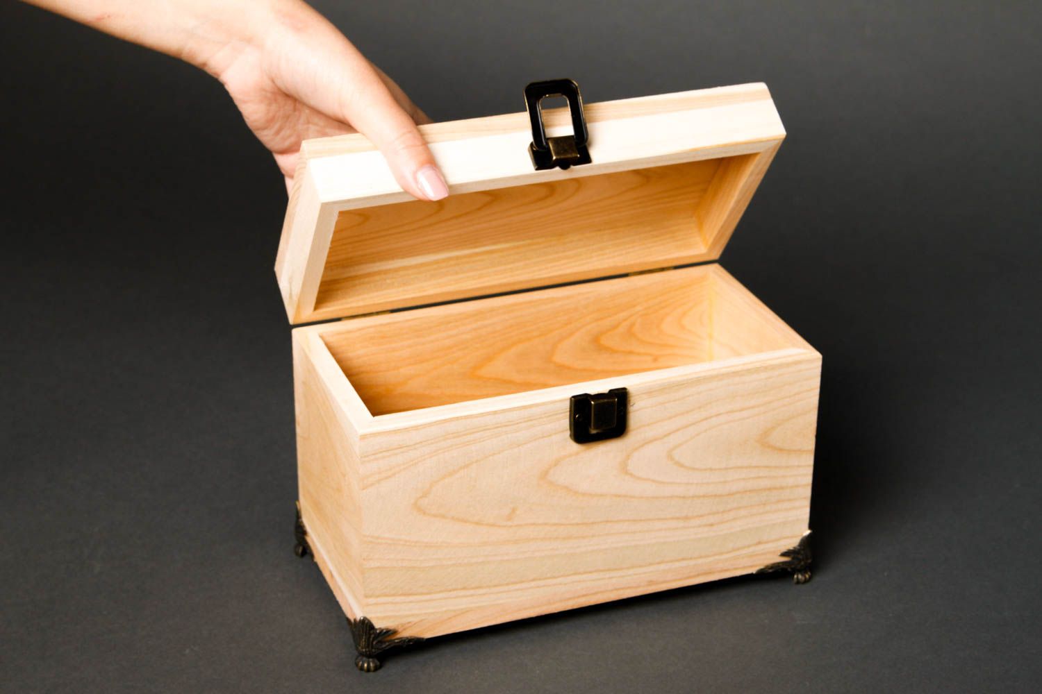 Beautiful handmade jewelry box DIY wooden blank box art and craft supplies photo 2