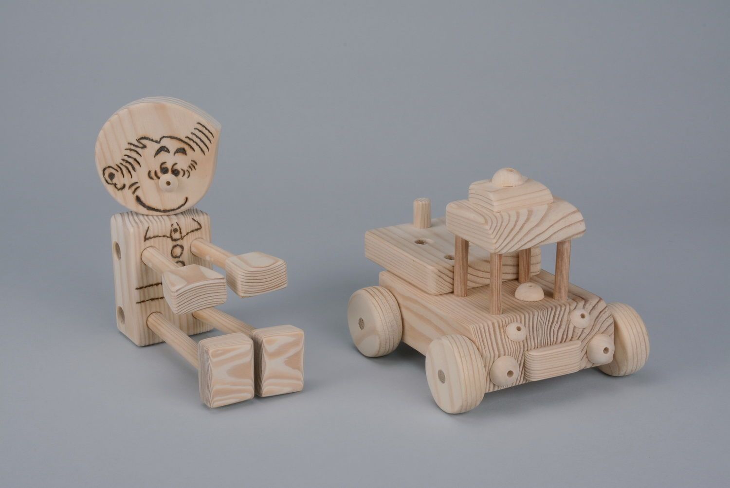 wooden car with a man photo 3