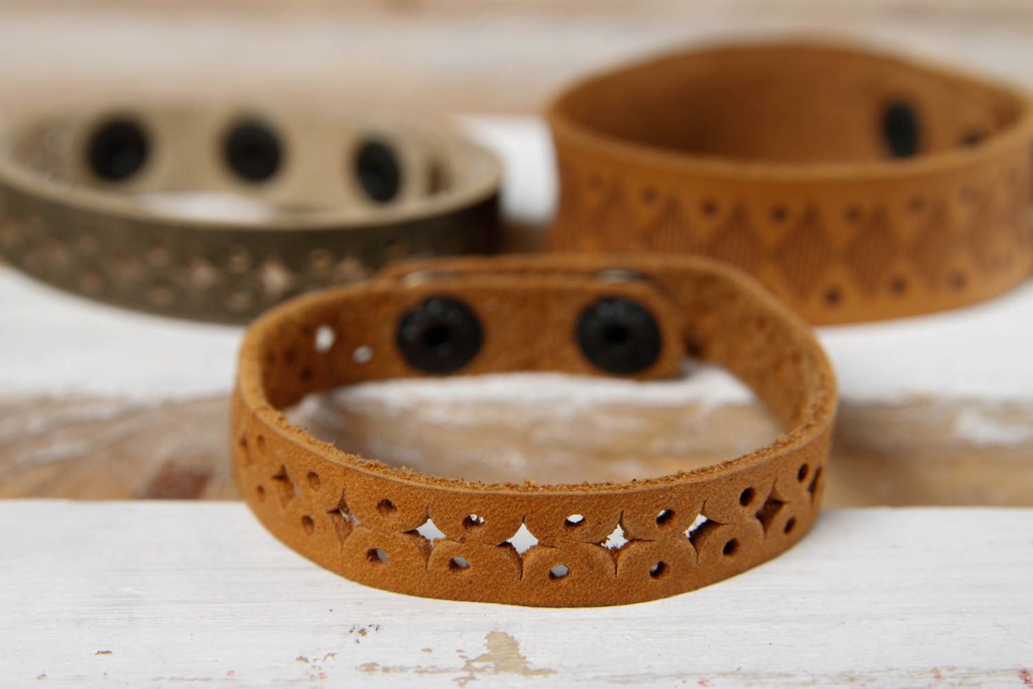 . Unique leather handmade bracelet
