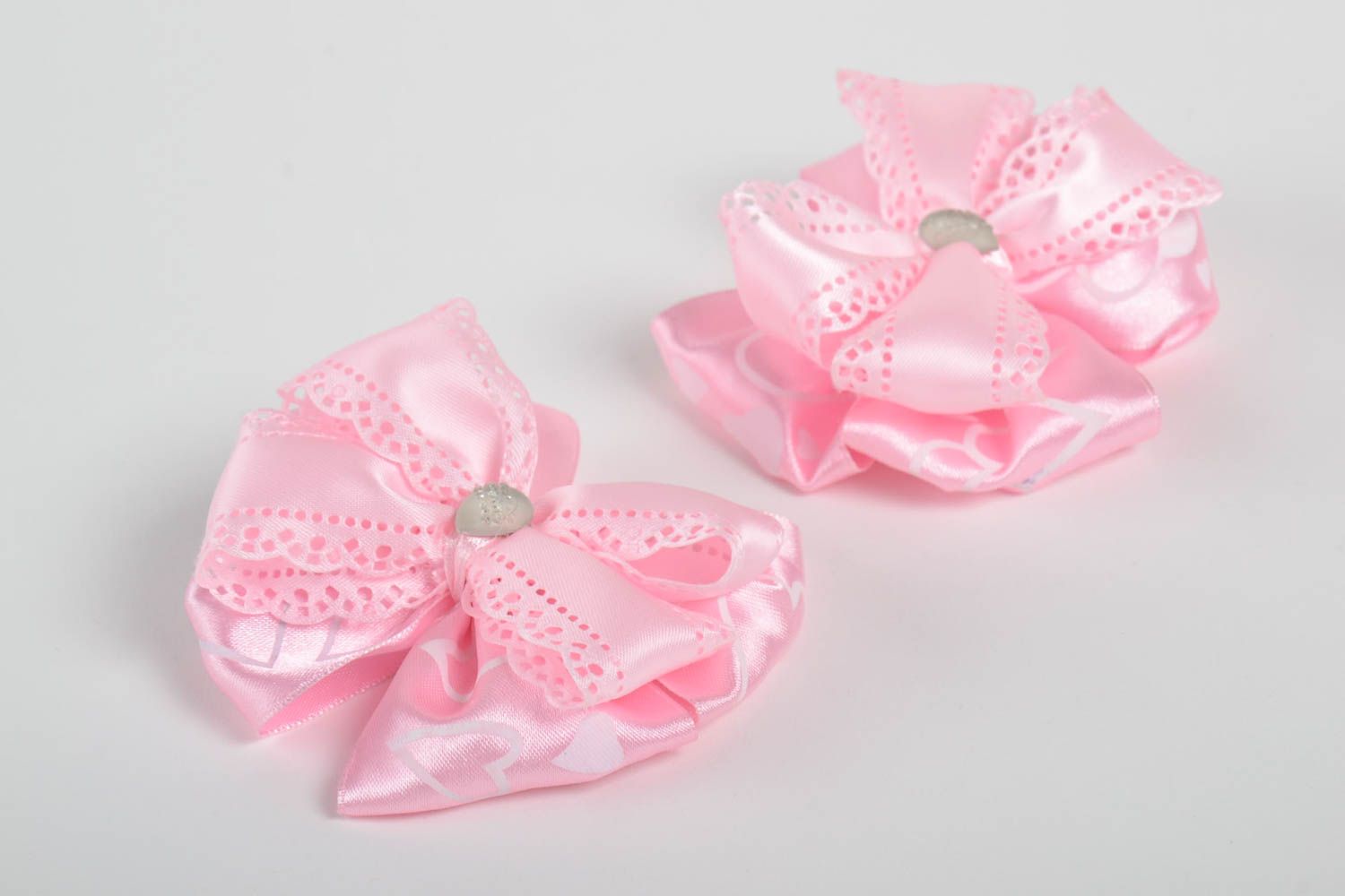 Set of 2 handmade bow hair clips designer hair accessories hair bow for girls photo 2