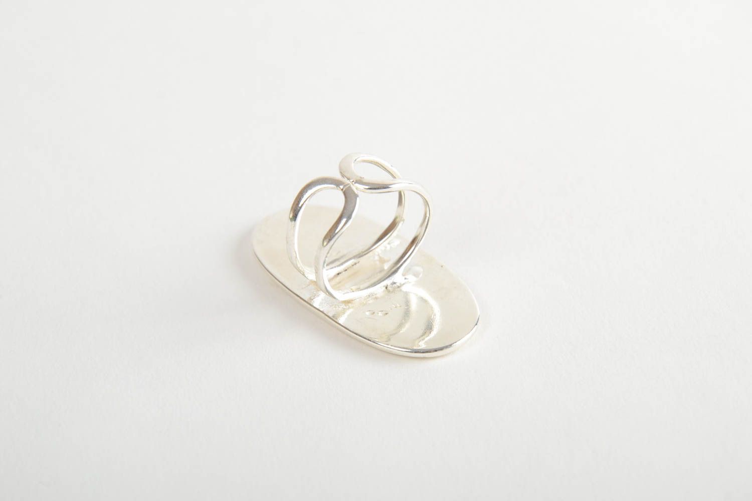Schöner stilvoller ovaler Blumen Ring mit Epoxidharz blau Künstler Handarbeit foto 3