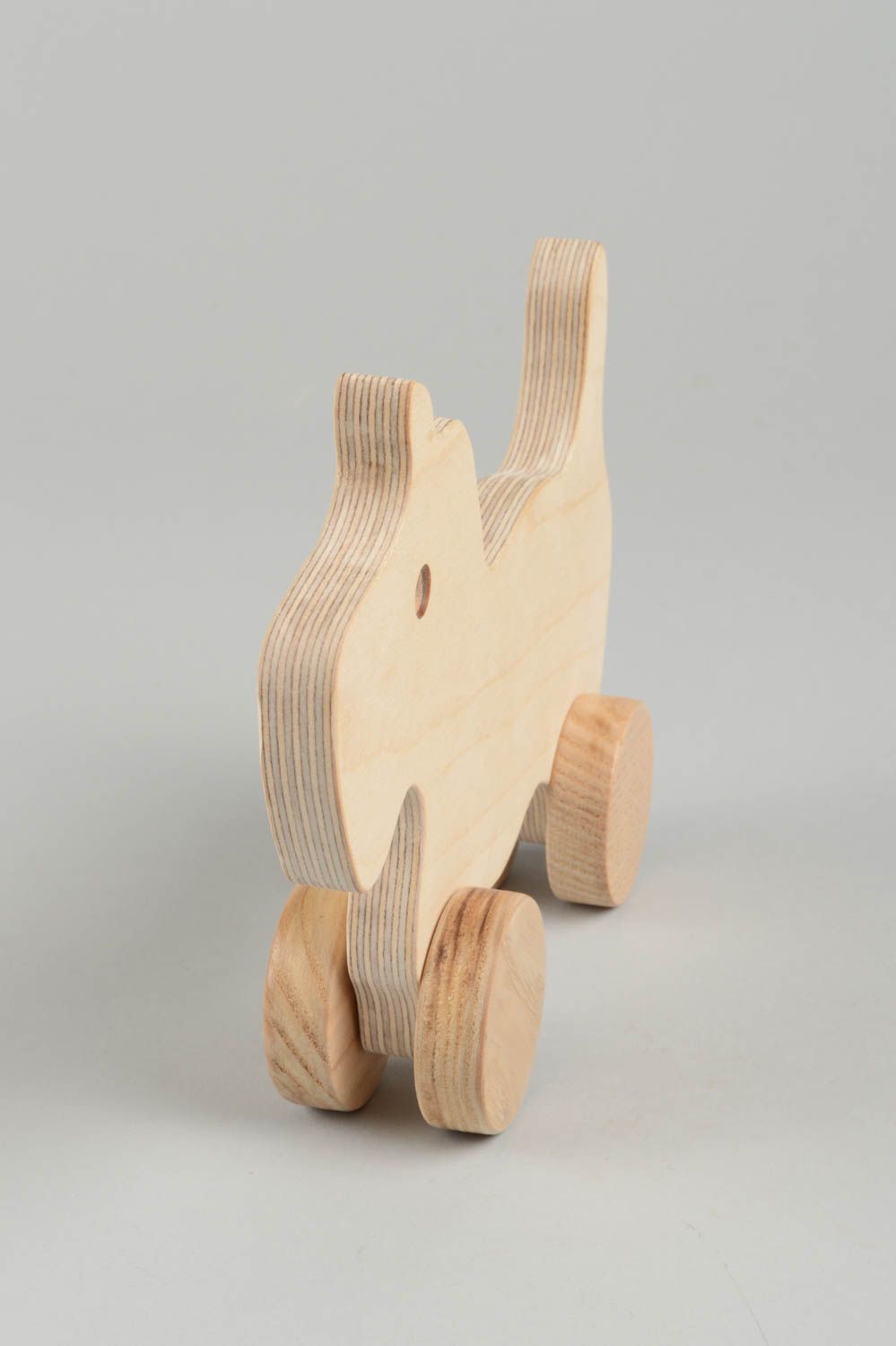 Juguete hecho a mano de madera perrito de juguete original juguetes con ruedas foto 4