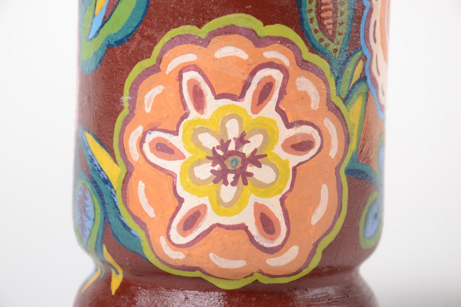 Schöne Designer Ton Vase handmade mit Acrylfarben Bemalung 400 ml Geschenk foto 5