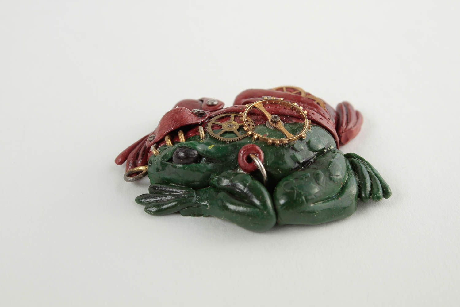 Pendentif grenouille bicolore Bijou fait main en pâte polymère Cadeau pour femme photo 4