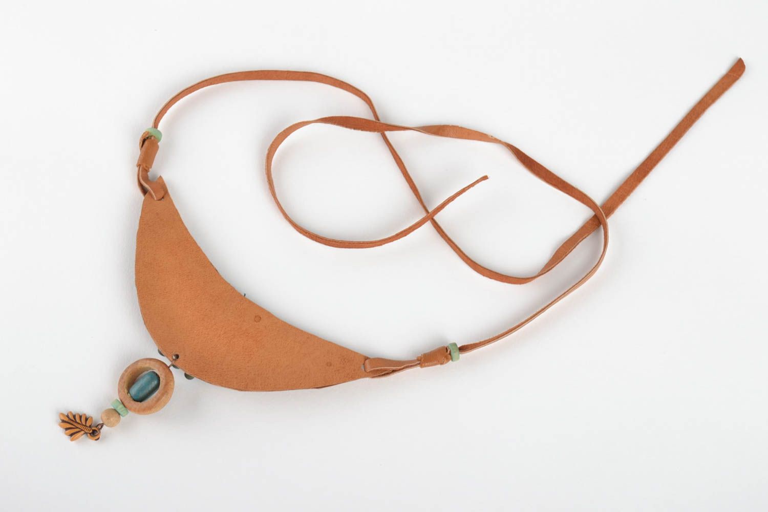 Handmade Leder Collier Modeschmuck Halskette Geschenk für Frauen beige  foto 4
