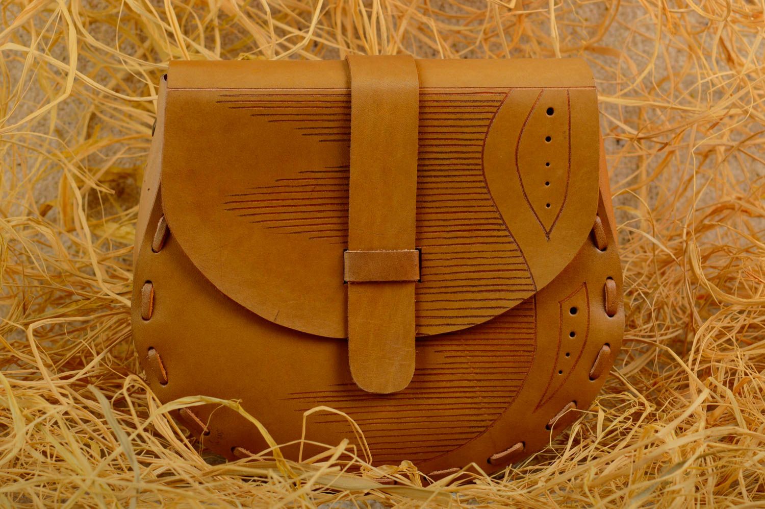 Bolso de cuero natural marrón accesorio de moda regalo original hecho a mano foto 1