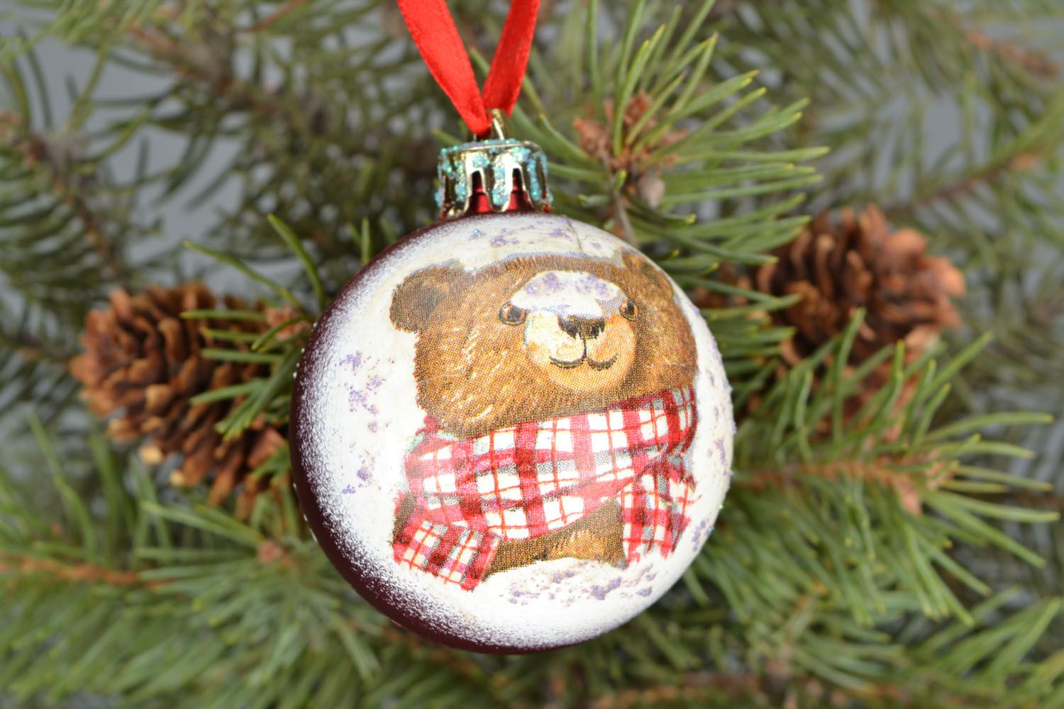 Christmas tree decoration Ball with Bear photo 1