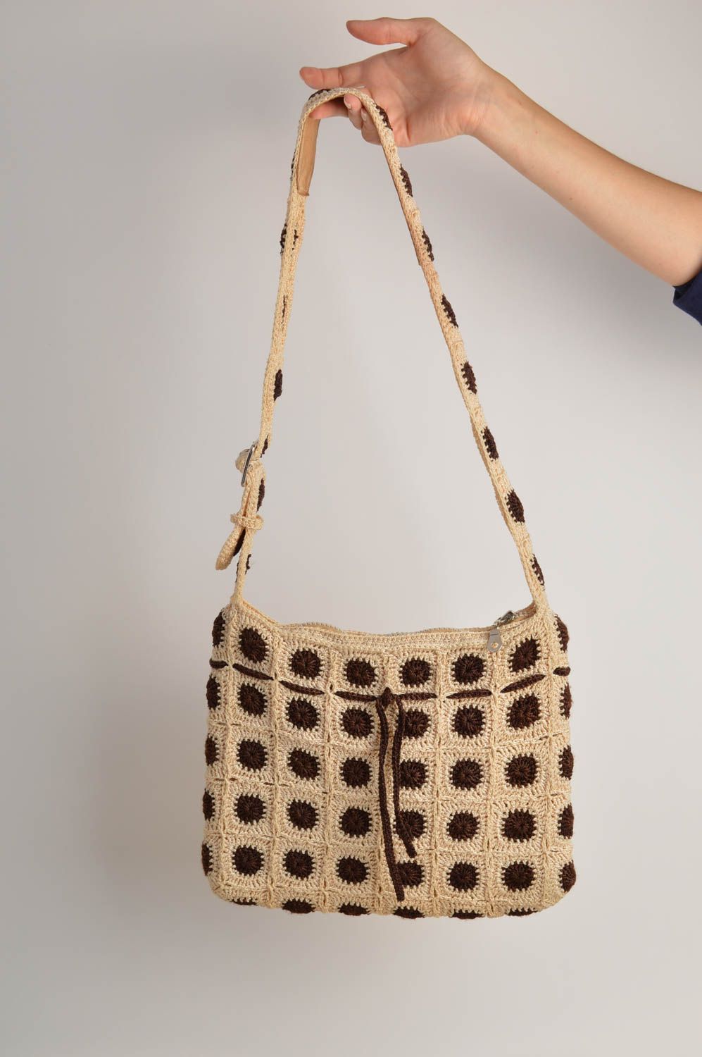 Handmade handbag beautiful crocheted bag stylish woman bag ladies purse    photo 2