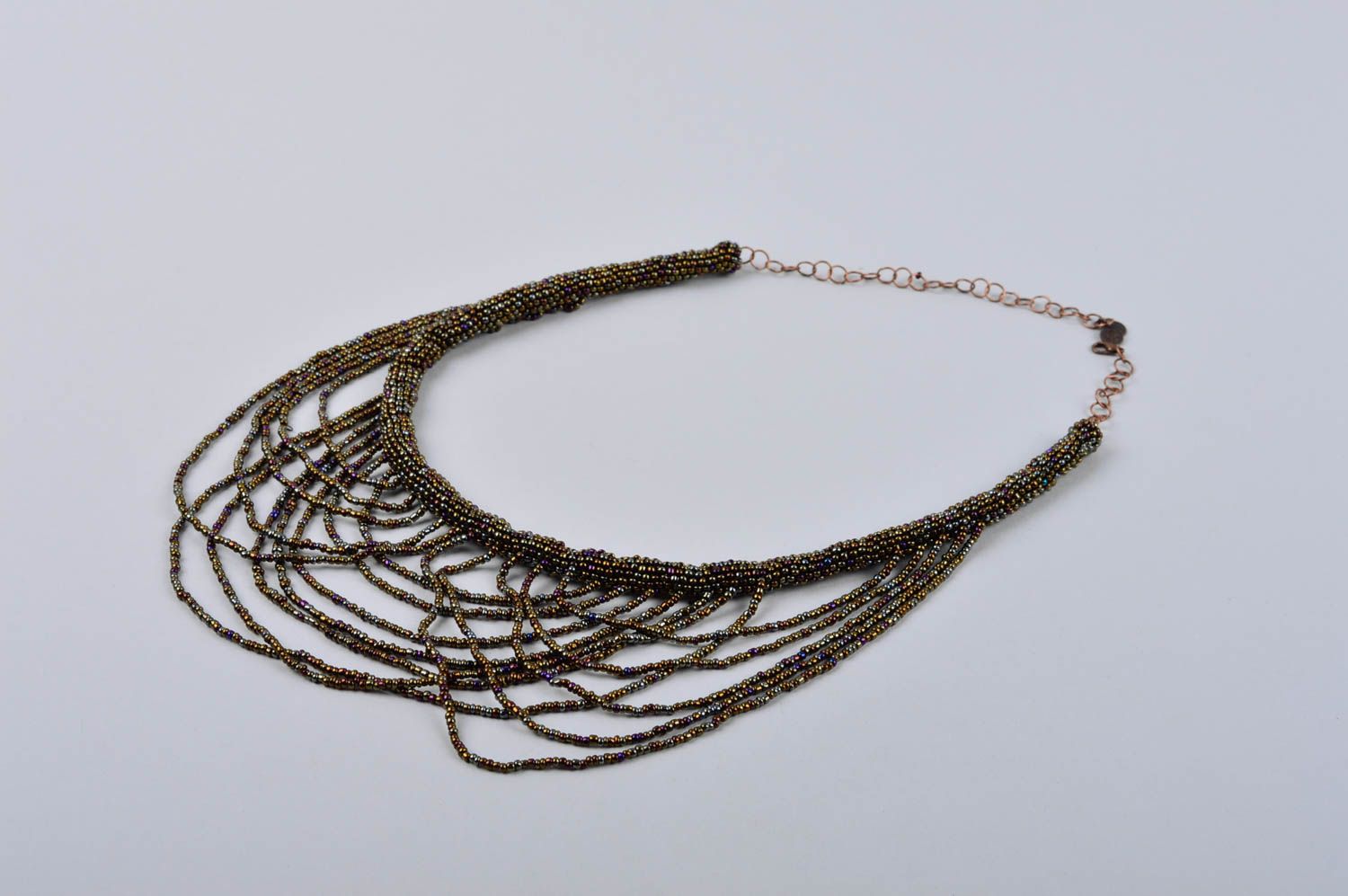Украшение ручной работы вечернее колье из бисера женское ожерелье из бисера фото 4