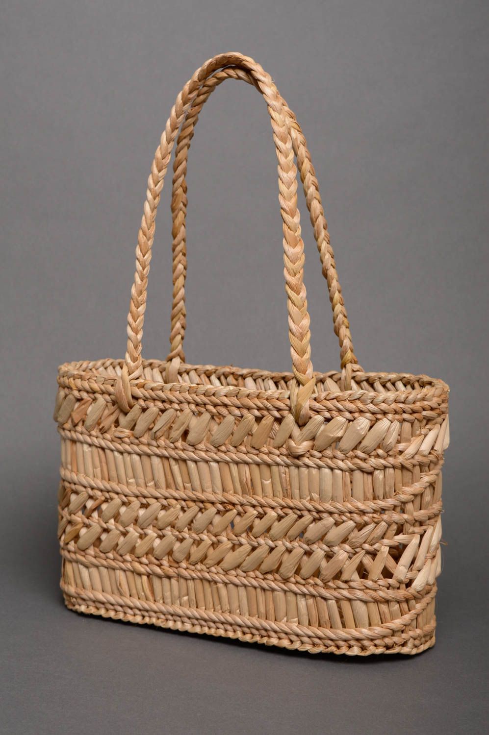 Reedmace basket purse with two handles photo 1