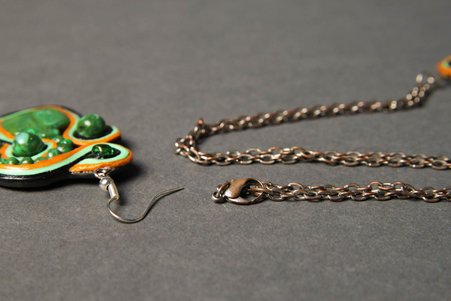 Beautiful handmade plastic earrings pendant necklace designer jewelry set photo 5